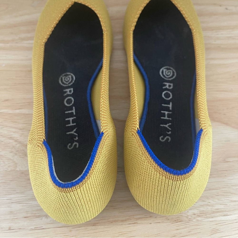 Rothys Yellow Slip On Pointed Toe Flats Shoes - image 8